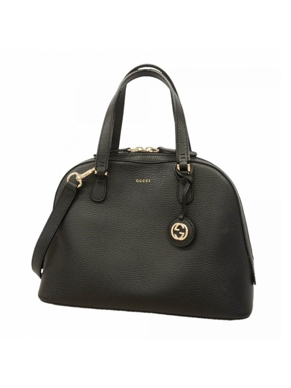 Gucci Handbag Dara Leather Black Champagne Gold 2-Way